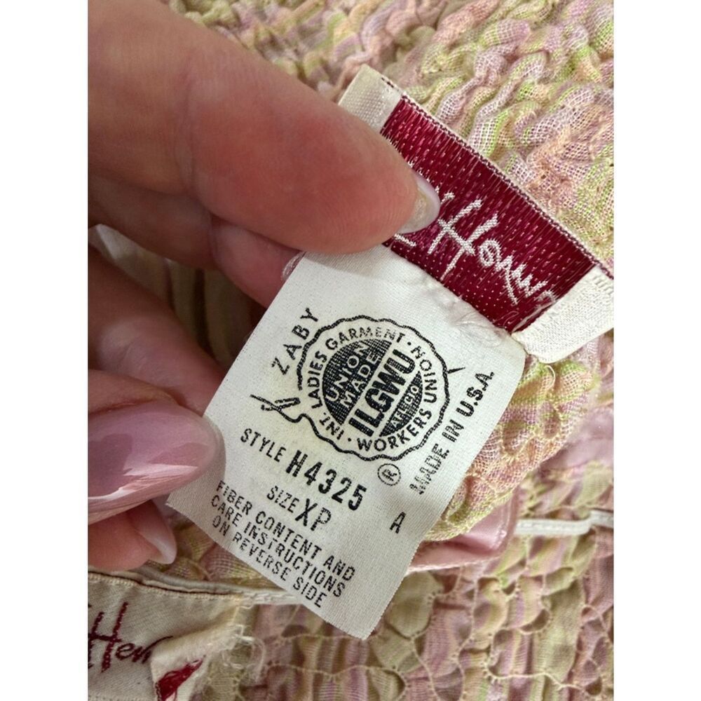 Stan Herman Stripe Smocked Nightgown Matching Top Ruffle Trim Cottagecore XS - Picture 9 of 10